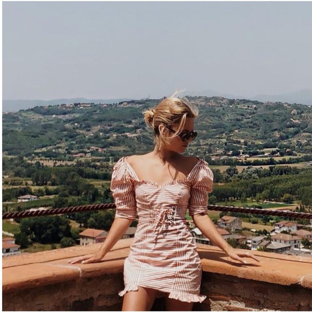 For Love and Lemons Stripe Selma Lace Up Dress - Picture 2 of 5